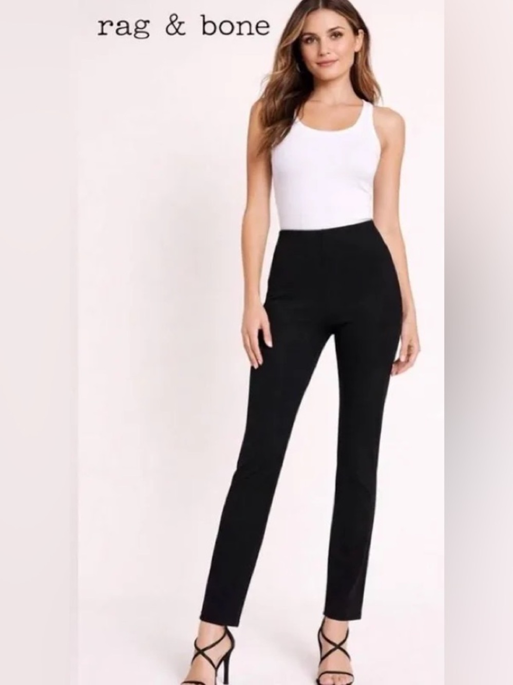 Rag & Bone Simone Equestrian Slim Ankle Pants Black Ponte 4 $295